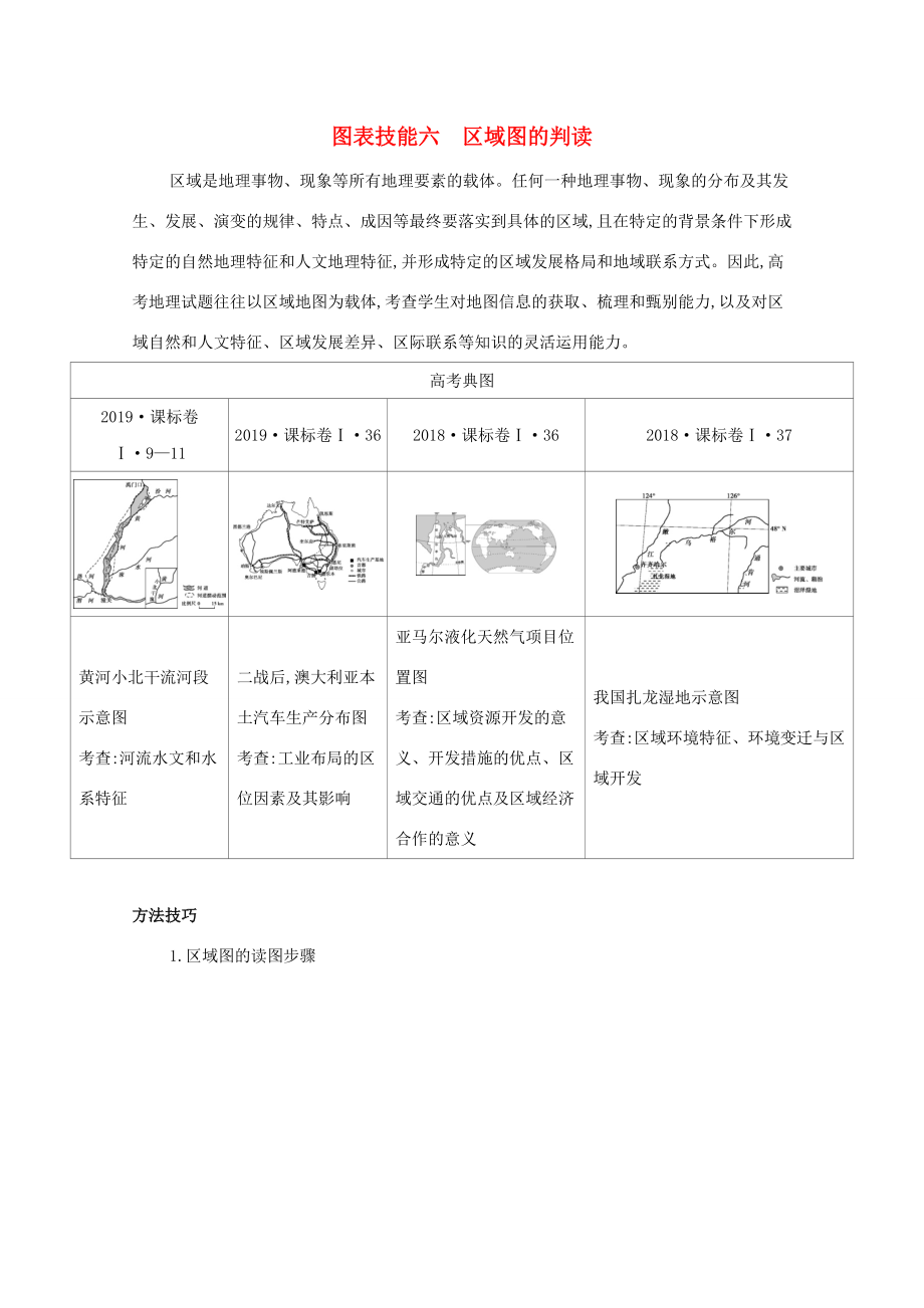 （課標(biāo)版）高考地理二輪復(fù)習(xí) 圖表技能六 區(qū)域圖的判讀練習(xí)-人教版高三全冊(cè)地理試題_第1頁(yè)