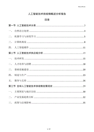 人工智能技術(shù)供給側(cè)概述分析報(bào)告