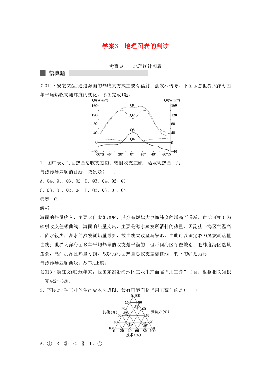 （課標(biāo)通用）高考地理二輪復(fù)習(xí) 考前三個(gè)月 第一部分 專題1-3 地理圖表的判讀_第1頁(yè)