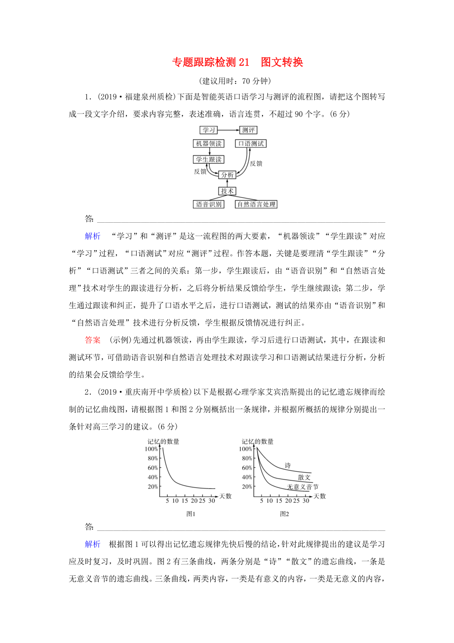 （課標(biāo)通用）高考語文 專題跟蹤檢測(cè)21 圖文轉(zhuǎn)換（含解析）-人教版高三全冊(cè)語文試題_第1頁