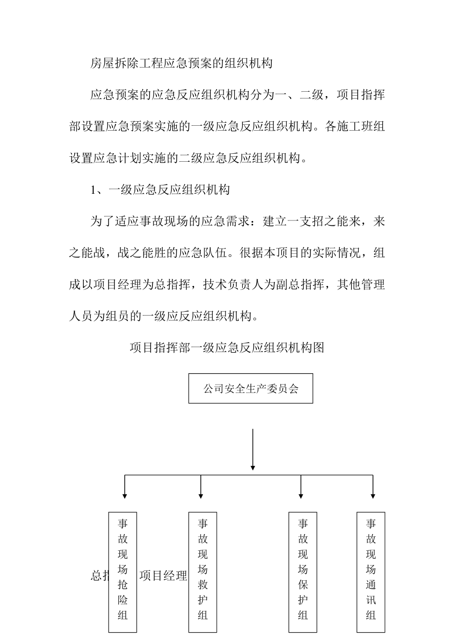 房屋拆除工程应急预案的组织机构_第1页