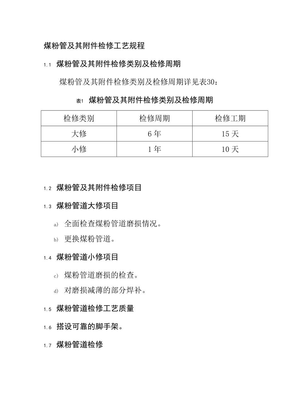 煤粉管及其附件检修工艺规程_第1页