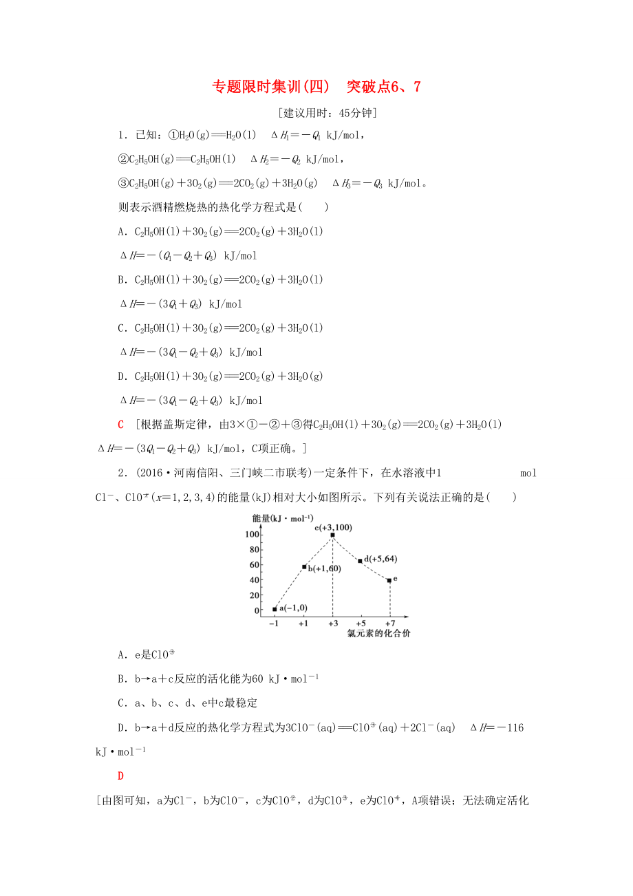 高三化學(xué)二輪復(fù)習(xí) 專題限時(shí)集訓(xùn)4 突破點(diǎn)6、7-人教高三化學(xué)試題_第1頁(yè)