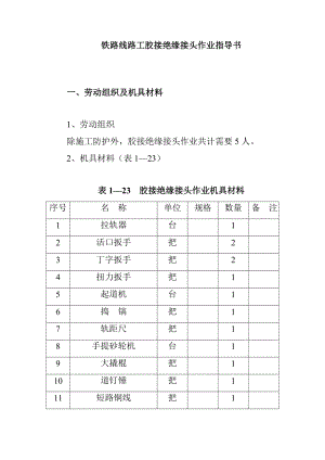 鐵路線路工膠接絕緣接頭作業(yè)指導(dǎo)書