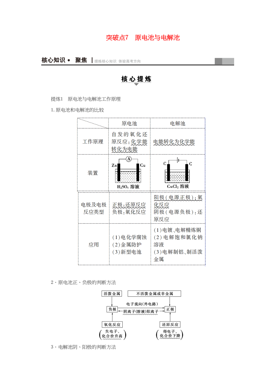 高三化學(xué)二輪復(fù)習(xí) 第1部分 專(zhuān)題2 化學(xué)基本理論 突破點(diǎn)7 原電池與電解池-人教高三化學(xué)試題_第1頁(yè)