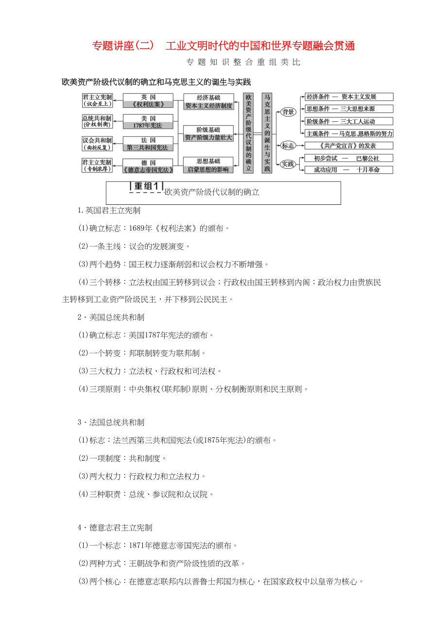 高三歷史二輪復(fù)習(xí) 第1部分 近代篇 專(zhuān)題講座2 工業(yè)文明時(shí)代的中國(guó)和世界專(zhuān)題融會(huì)貫通-人教高三歷史試題_第1頁(yè)