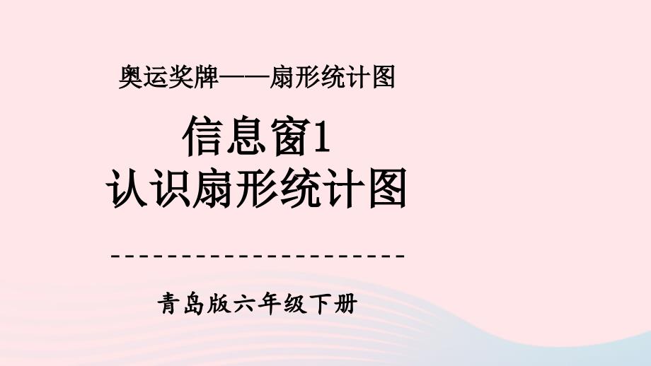 2023年六年级数学下册5奥运奖牌__扇形统计图信息窗1认识扇形统计图上课课件青岛版六三制_第1页