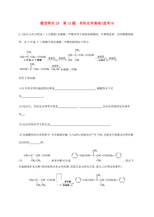 （通用版）高考化學二輪復習 題型特訓20 第12題 有機化學基礎(chǔ)（選考）B（含解析）-人教版高三化學試題