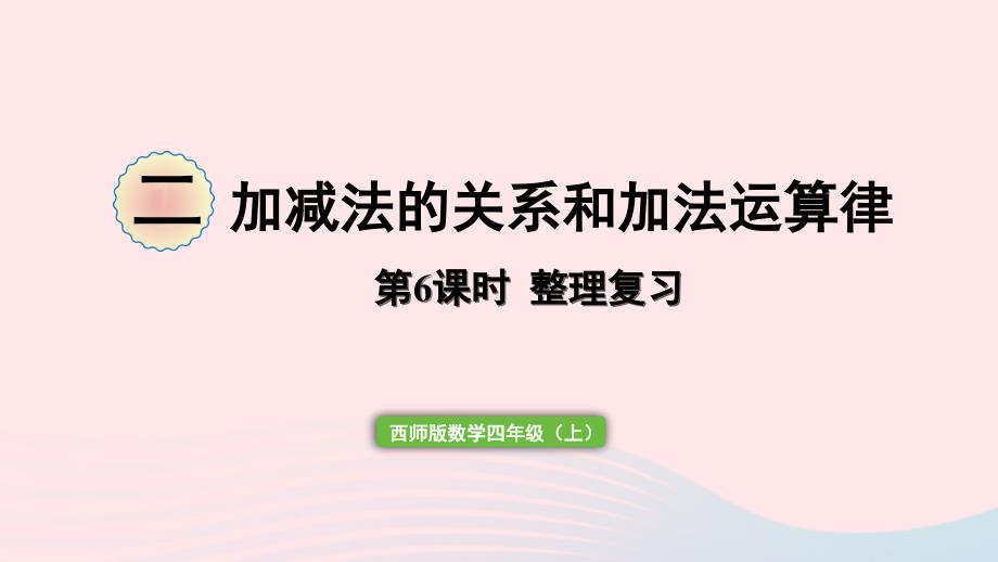 2023年四年级数学上册二加减法的关系和加法运算律整理与复习作业课件西师大版_第1页