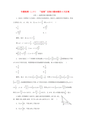 高考數(shù)學(xué)二輪復(fù)習(xí) 專題檢測（二十）“選填”壓軸小題命題的4大區(qū)域 理（普通生含解析）-人教版高三數(shù)學(xué)試題