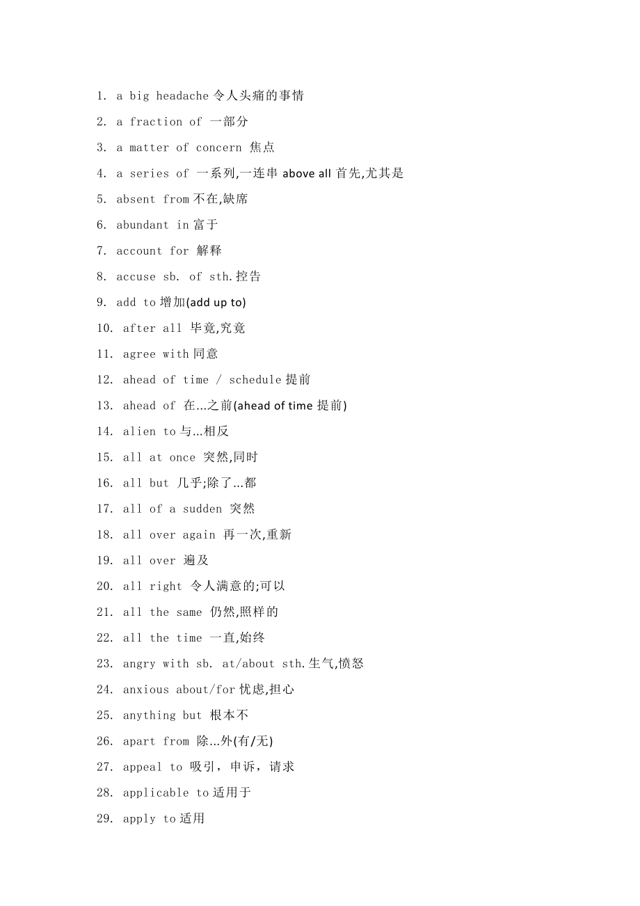 高一到高三重点英语词组汇总_第1页