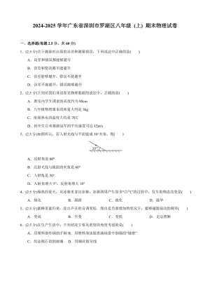 2024-2025學(xué)年廣東省深圳市羅湖區(qū)八年級(jí)(上)期末物理試卷