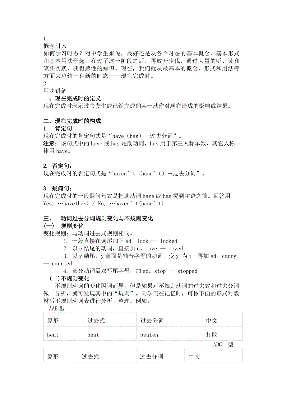 初中英語知識點：現(xiàn)在完成時的用法_第1頁