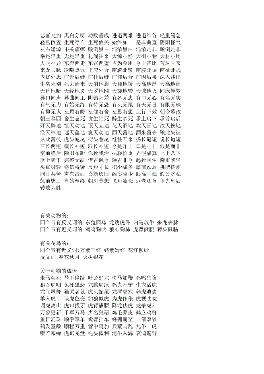 初中语文：有关反义的成语总结_第1页