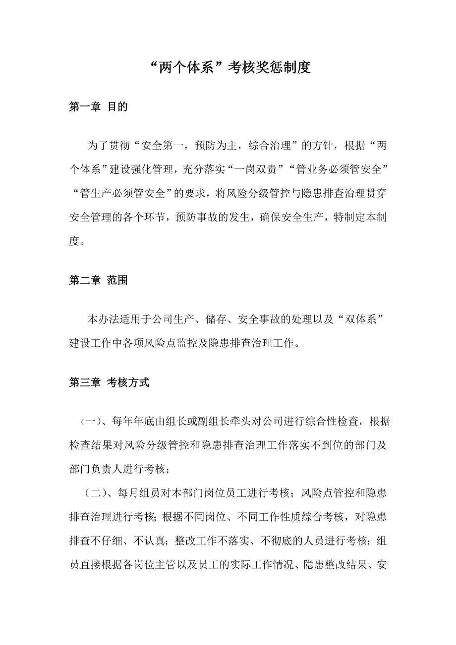 XXX公司双体系奖惩制度_第1页